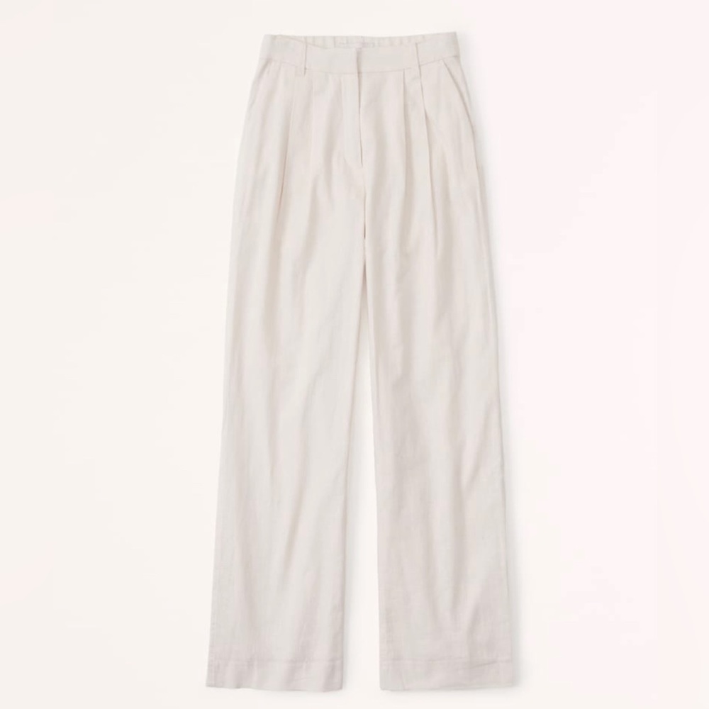 Linen-blend tailored wide leg pant